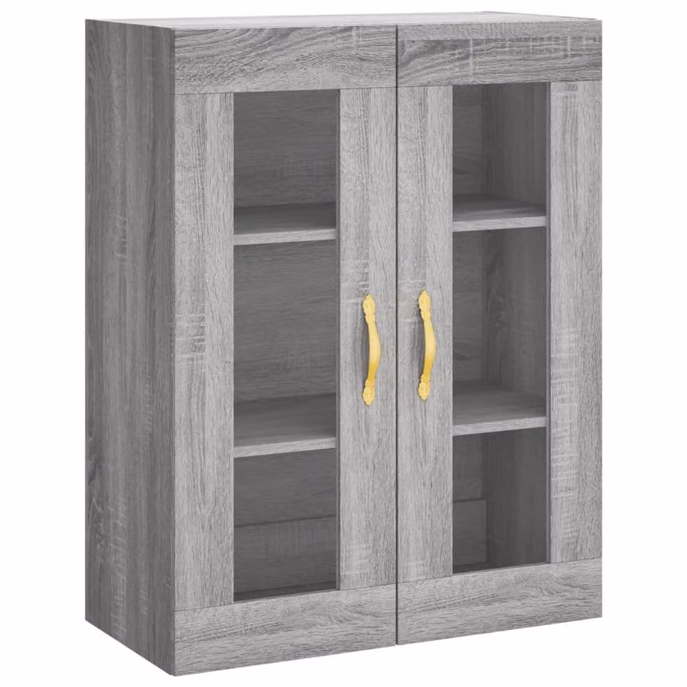 Berkfield Home Wall Mounted Cabinets with Glass Doors, Grey Sonoma Engineered Wood, 2 Pack – 4