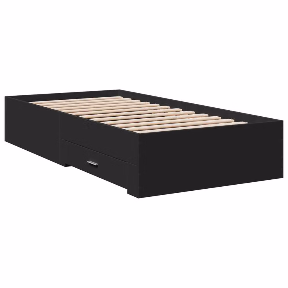 Berkfield Home Small Single Bed Frame with Drawers, Black, W: 75 cm, L: 190 cm – 3