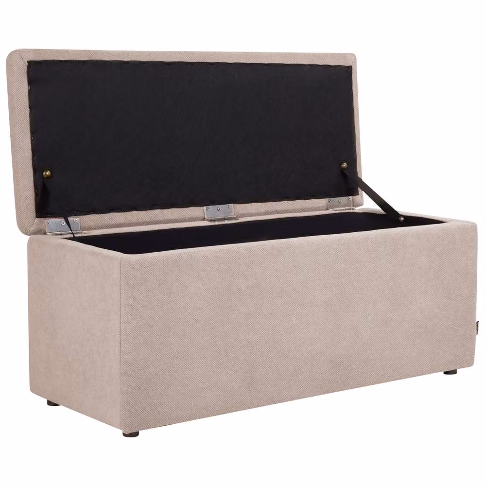 Wyld Haus Soft Body Beige Fabric Upholstered Storage Ottoman W/D/H: 74 x 42 x 40 cm – 3