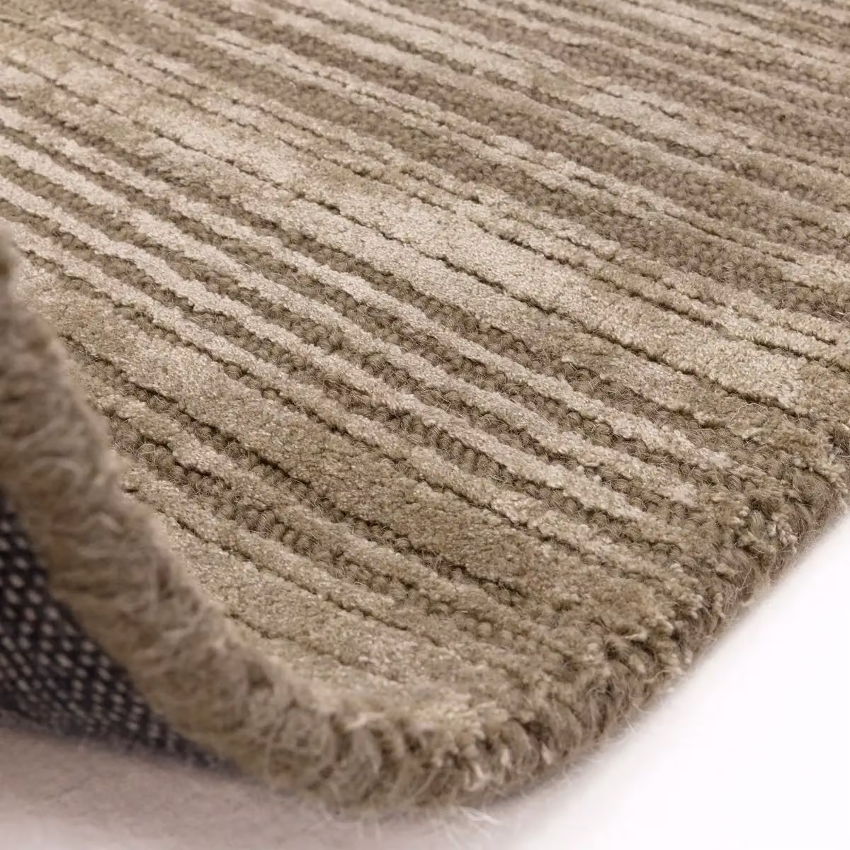 The Rug Shop UK Green Handmade Wool and Viscose Modern Striped Rectangular Area Rug W: 160 cm, D: 230 cm – 2