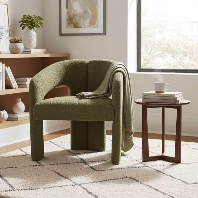 Stratus Interiors Oslo Modern Bouclé Accent Chair in Green