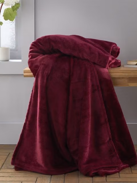 Catherine Lansfield Extra Large Raschel Velvet Touch Blanket Throw in Red, W: 200 cm, D: 240 cm – 1