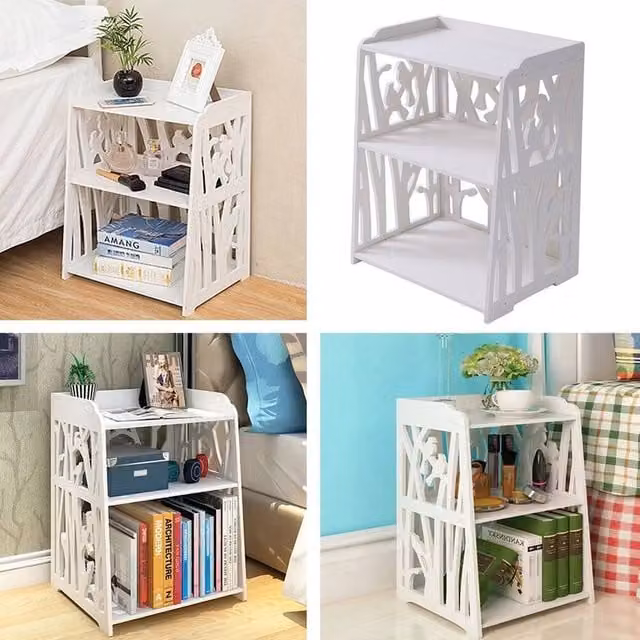 EONLION Narrow White Bedside Table and Sofa Side Shelf Rack – 1
