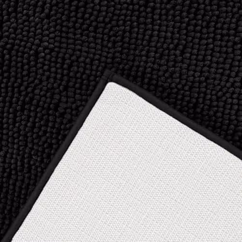 OHS Black Chenille Noodle Bath Mat, Non-Slip and Absorbent, W/D/H: 45 x 110 x 1 cm – 5