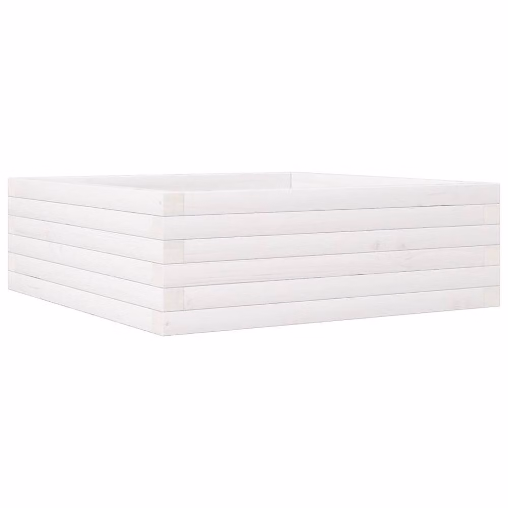 Berkfield Home Decorative White Ornamental Garden Planter Made of Solid Wood, W/D/H: 70 x 70 x 23 cm – 2