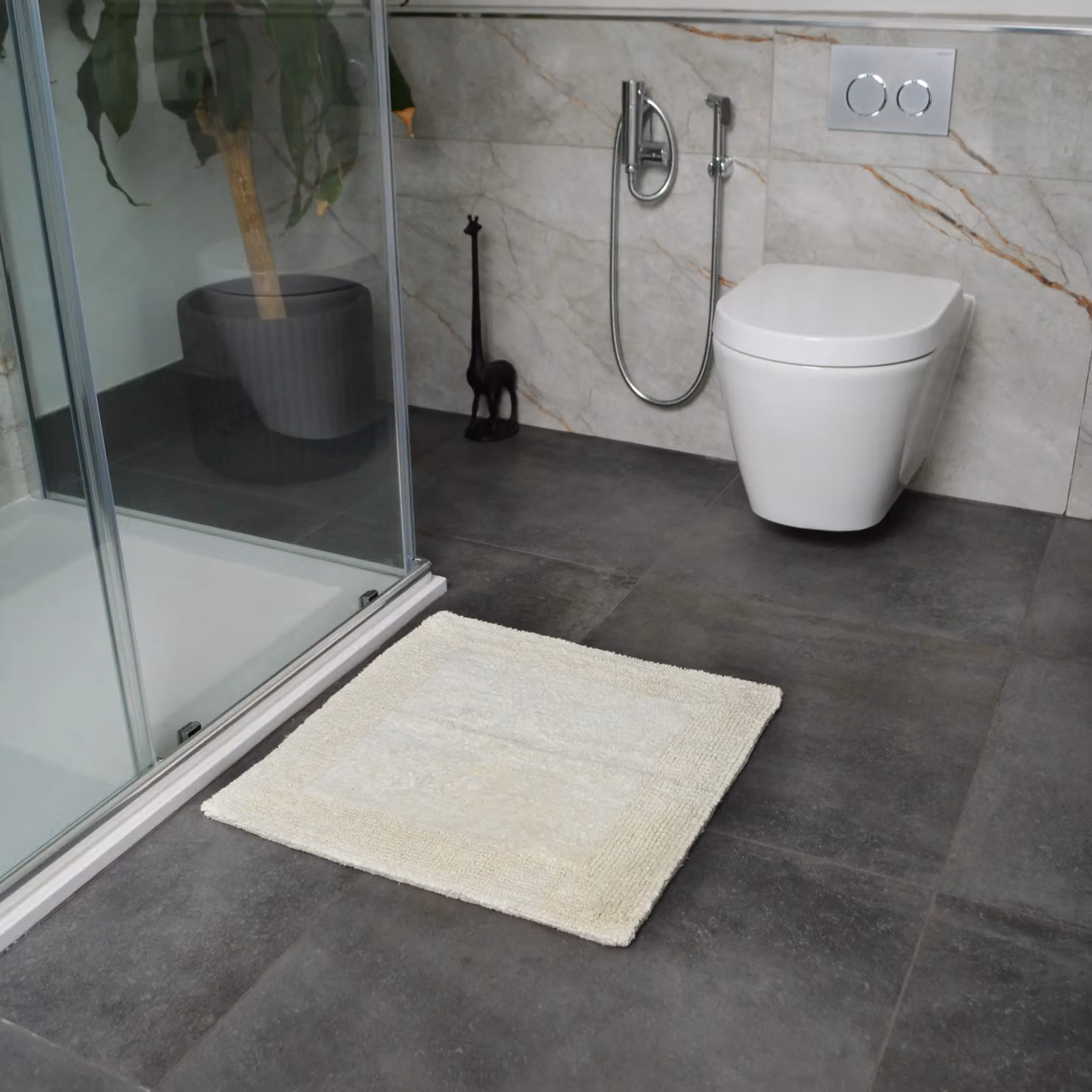 Allure Bath Fashions Reversible Heavyweight Cotton Square Shower Mat, Beige, W/D/H: 55 x 55 x 1 cm – 2
