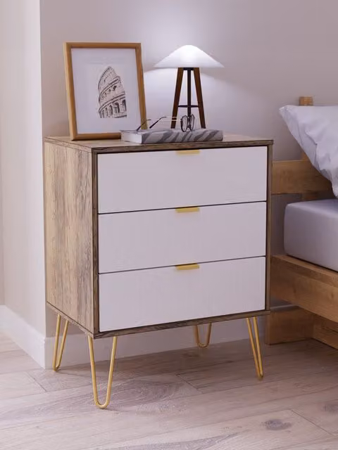2 U Bexley Ready Assembled 3 Drawer Chest in White and Gold – 1