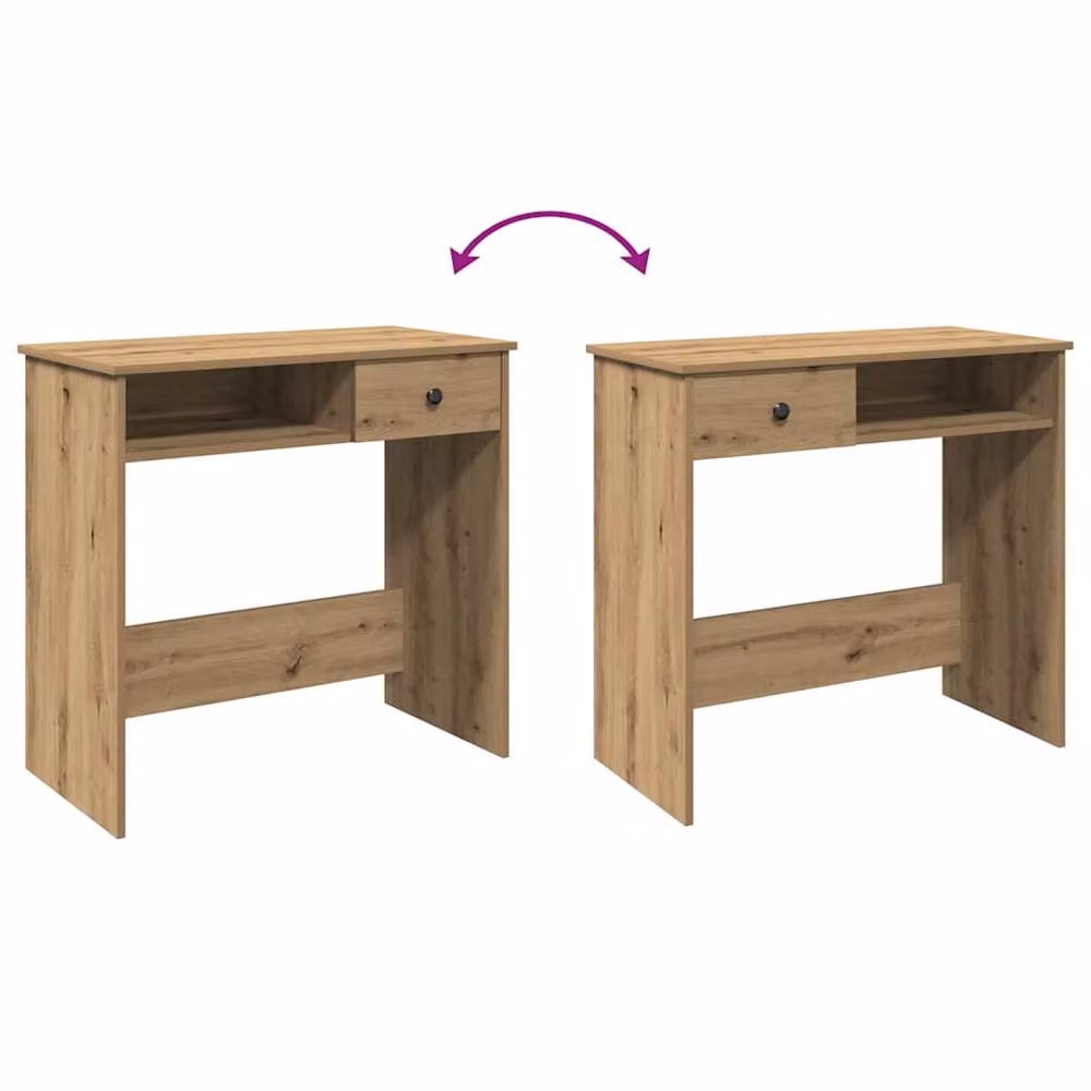 Berkfield Home Artisan Oak Writing Desk in Brown, W/D/H: 80 x 40 x 75 cm – 4