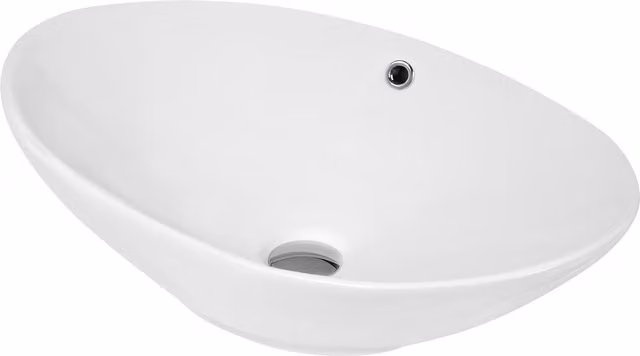 Balterley Ceramic Round Countertop Vessel Basin with Overflow, White, W: 58.8 cm, D: 39.0 cm, H: 19.5 cm