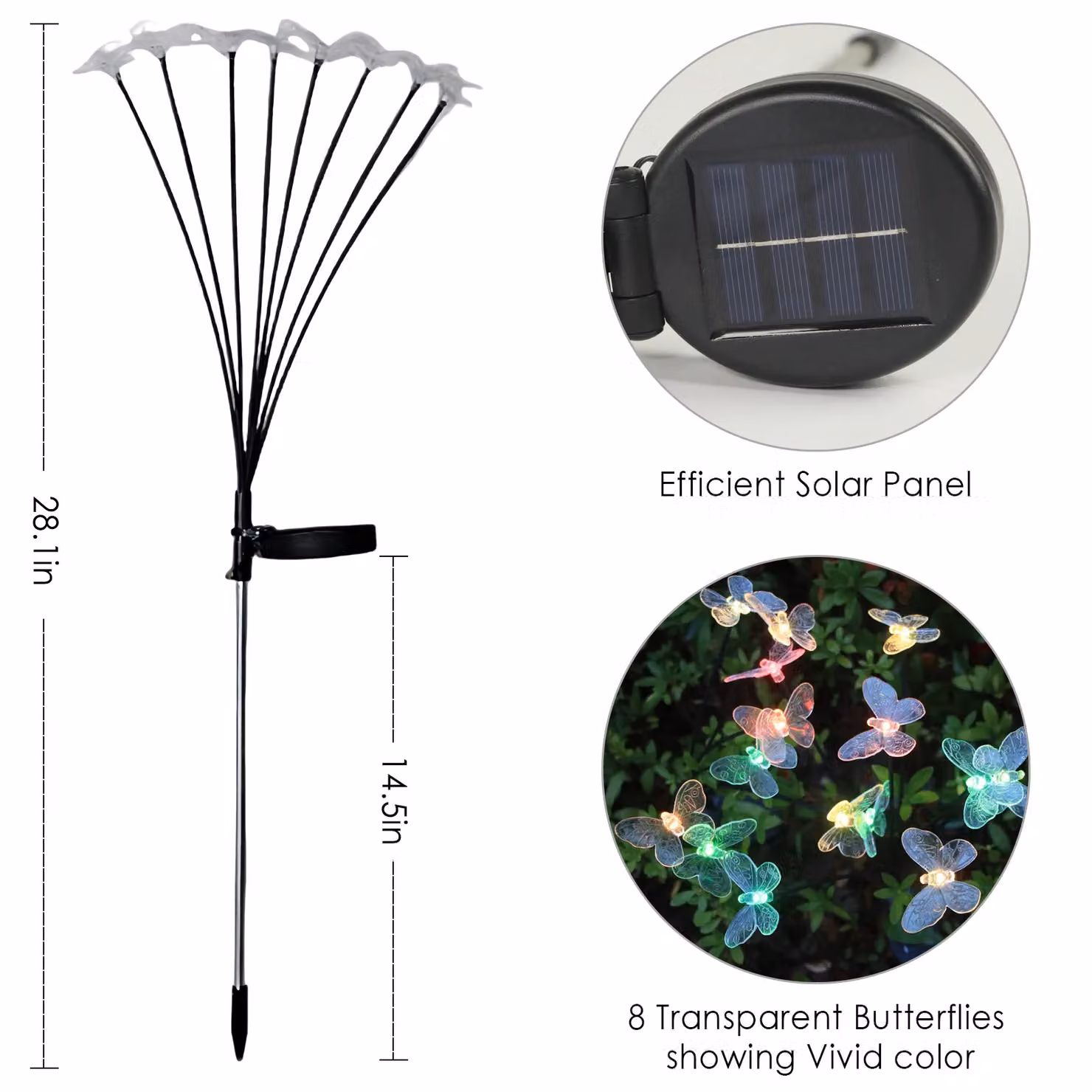 Bright Zeal Set of 4 Multicolour RGB Solar Firefly Garden Lights – 4