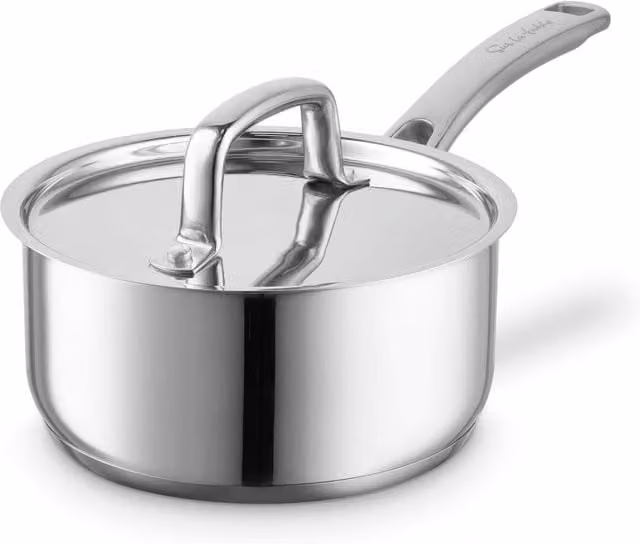 Surlatable 20cm Uncoated Stainless Steel and Aluminium Saucepan with Lid, Silver