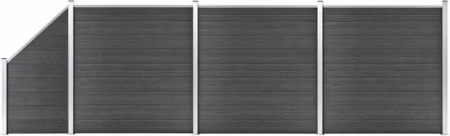 Berkfield Home WPC Fence Panel Set in Black, Width: 619 cm – 1