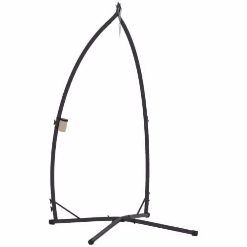 OUTSUNNY Black Metal Hammock Chair Stand with Cup Holders – 1