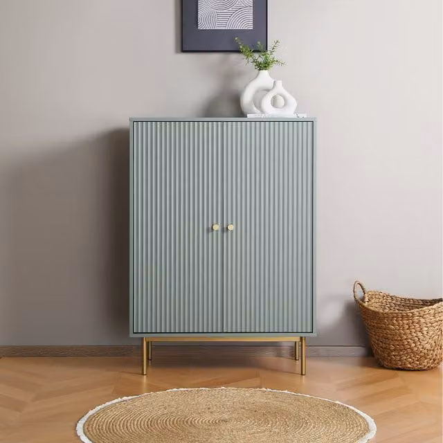 Home Garden Direct Modern Devon Highboard Storage Cabinet with Hinged Doors in Green or Blue