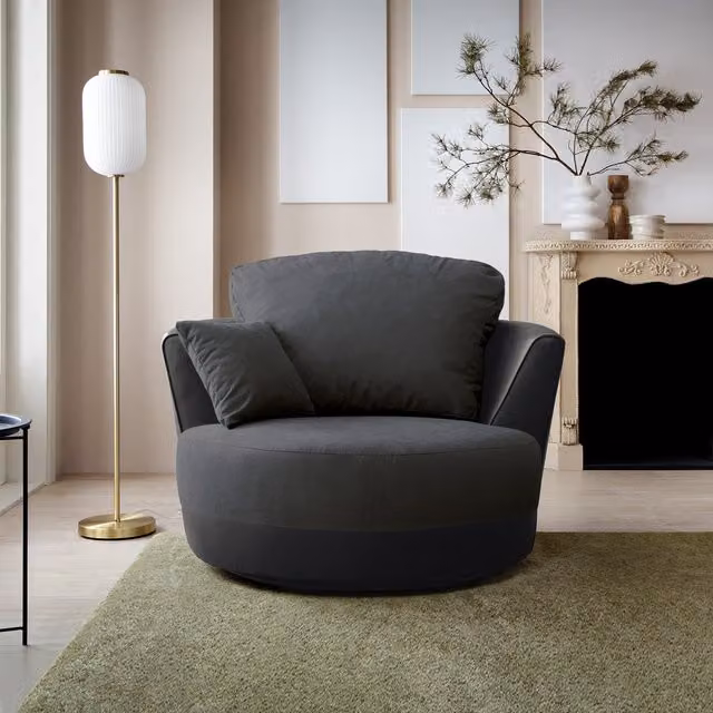 Abakus Direct Dylan Modern Swivel Tub Chair with Armrests in Black