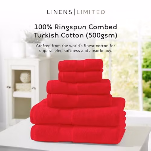 Linens Limited Red Turkish Cotton Bath Towel, 130 cm, 500 g – 2