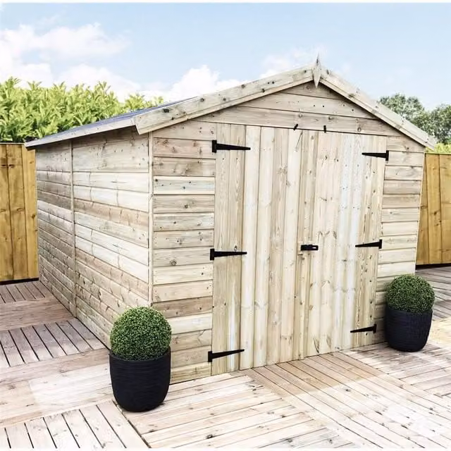 Marlborough Premier Pressure Treated Apex Shed in Natural Wood