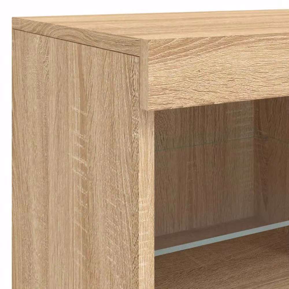 Berkfield Home Sonoma Oak Sideboard with Integrated LED Lights in Brown, W/D/H: 81 x 37 x 67 cm – 5
