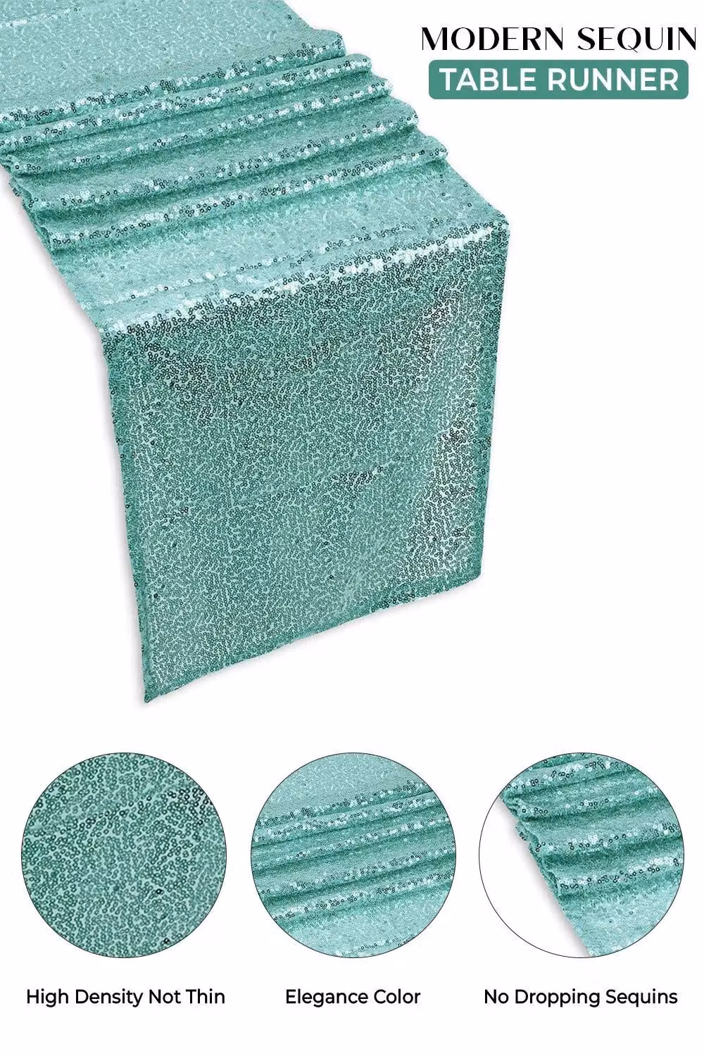 Neel Blue Glitter Sequin Table Runner, W/D/H: 27.94 x 274.32 x 27.94 cm – 3
