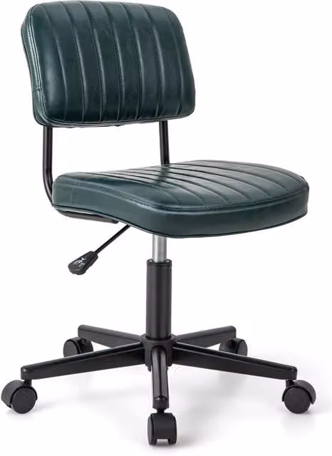 Costway Ergonomic Green PU Leather Rolling Task Chair with Swivel and Castors – 1