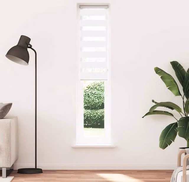 Berkfield Home White Polyester Zebra Blind W: 45 cm, H: 200 cm