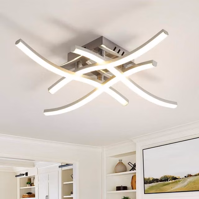 Goeco Modern Silver LED Ceiling Light, 24W, 4000K – 1