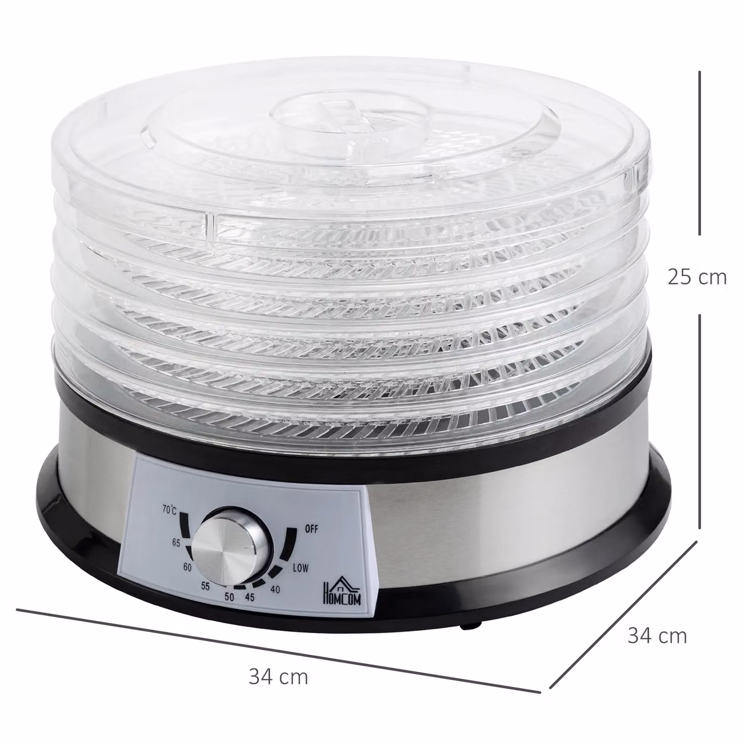 HOMCOM 5 Tier Food Dehydrator 250W Multi Food Dryer with Adjustable Temperature in Silver – 2