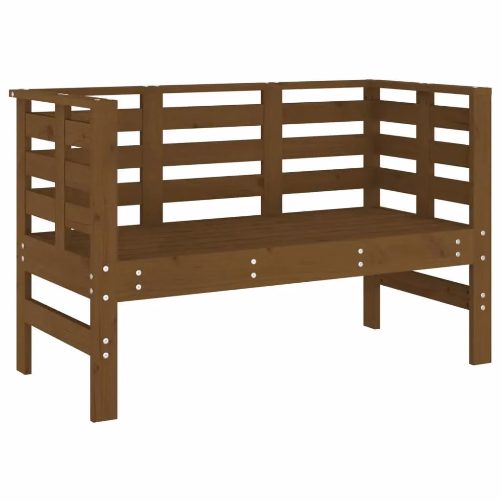 Berkfield Home Rustic Solid Wood Pine Garden Bench in Honey Brown, W: 111.5 cm, D: 53 cm, H: 71 cm – 2