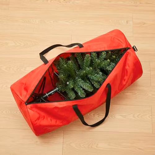 Shatchi Christmas Tree Storage Bag with Handles, Red, H 136 x W 53 x D 53 cm – 5