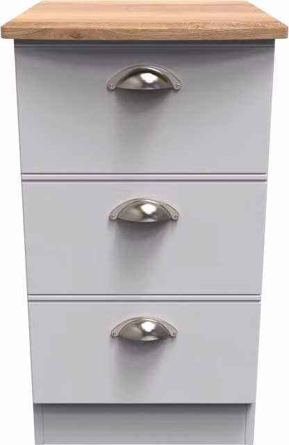 2 U Albert 3 Drawer Bedside Cabinet in Grey, Ready Assembled – 1