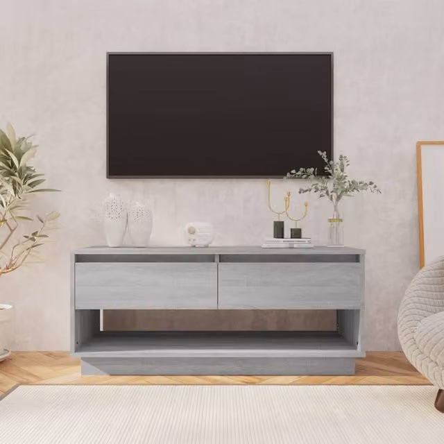 Berkfield Home Grey Sonoma TV Cabinet in Engineered Wood, W/D/H: 102 x 41 x 44 cm