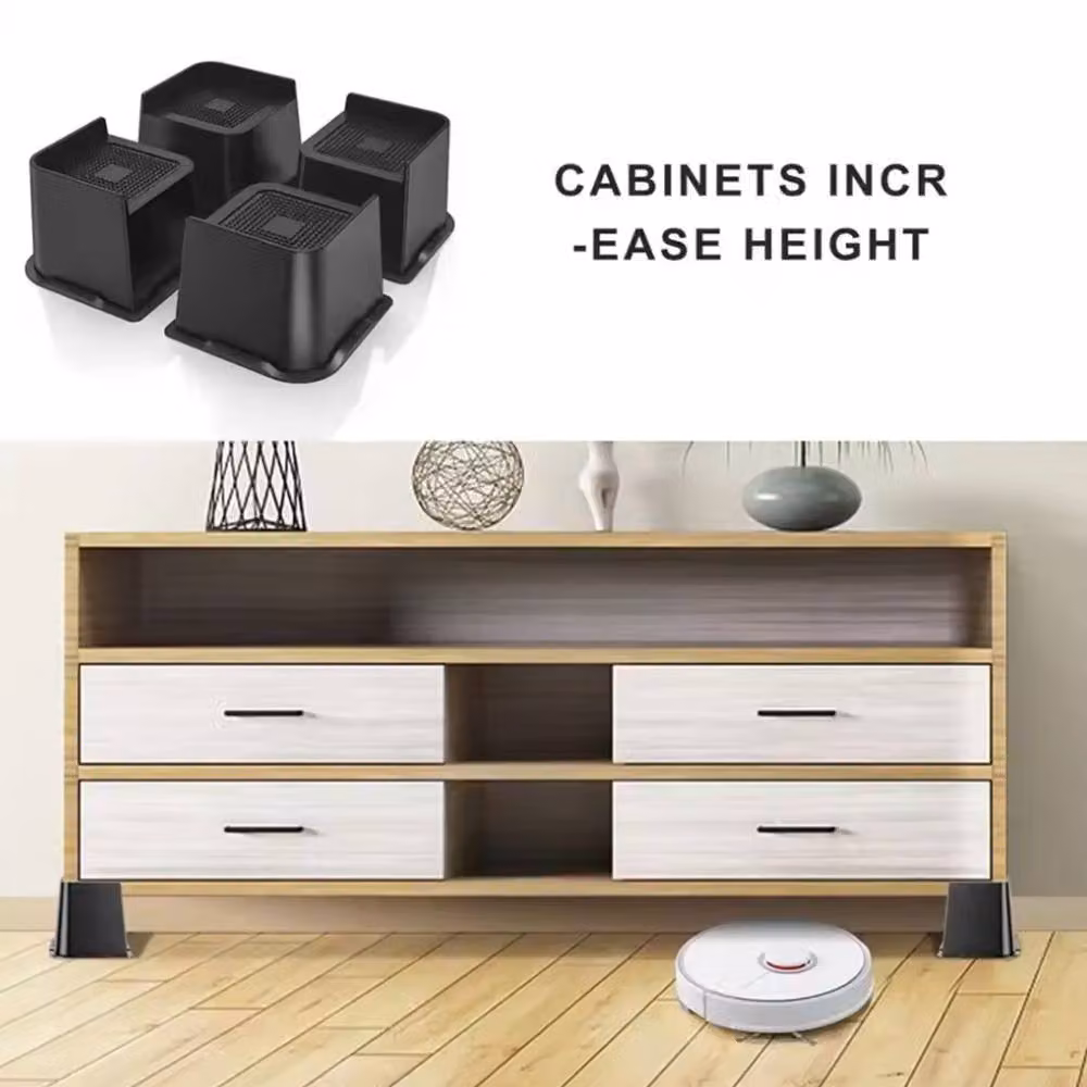 Ventryn 4 Piece Black Plastic Bed Risers, 5 Inch Support Lifter for Couch and Sofa – 2