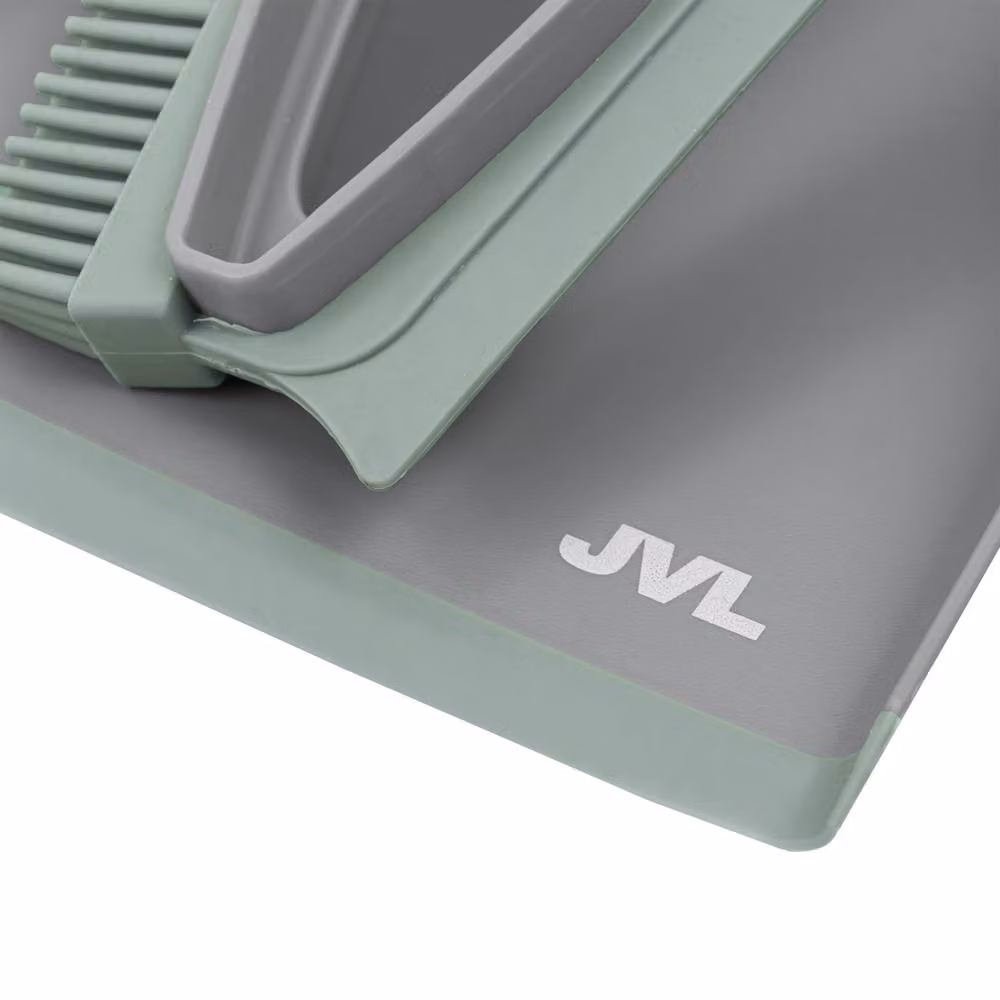JVL Grey Rubber Dustpan and Brush Set with Scraper – 2