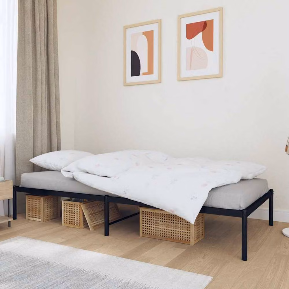 Berkfield Home Metal Bed Frame in Black, W/D/H: 90 x 200 cm – 1