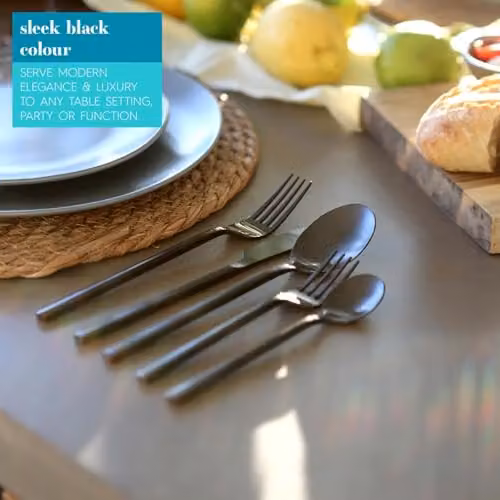 Argon Tableware Black Coated Stainless Steel Cake Forks, Pack of 12 – 3