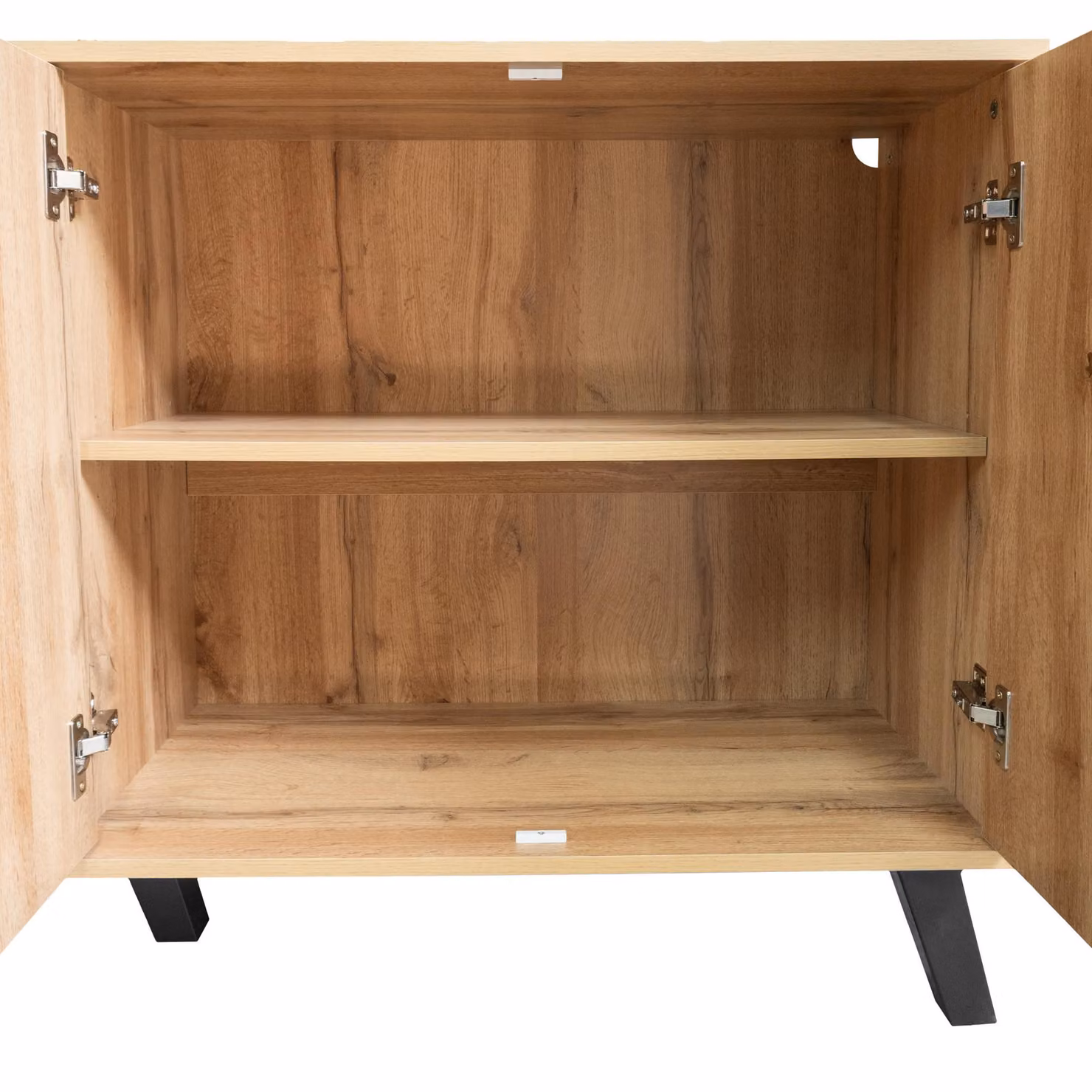 Aosom UK Modern Geometric Sideboard with Matt Handles and Adjustable Shelves, Wood, Black and Brown, W: 150 cm, D: 35 cm, H: 78 cm – 3