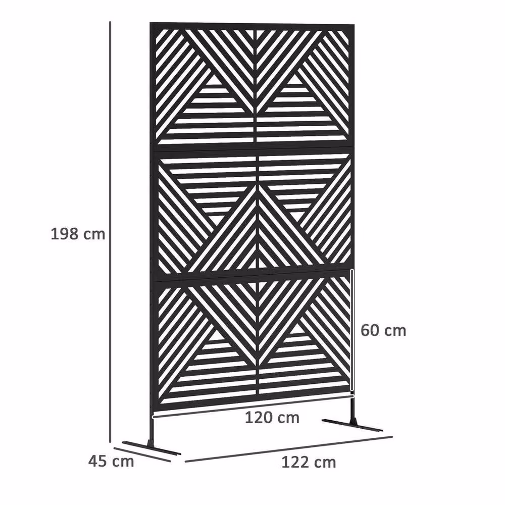 SPETLEK Black Metal Outdoor Privacy Divider Paravent with Stand, W/D/H: 120 x 45 x 198 cm – 2