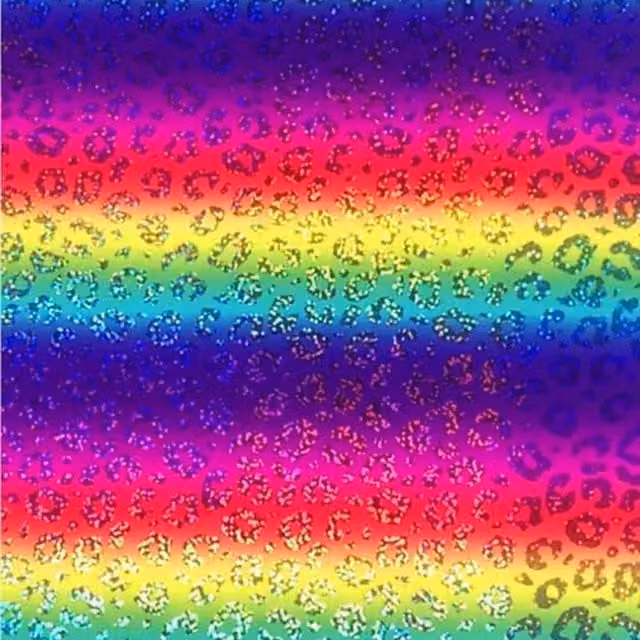 Syntego Pack of 10 Leopard Print Rainbow Vinyl in Multicolour and Yellow