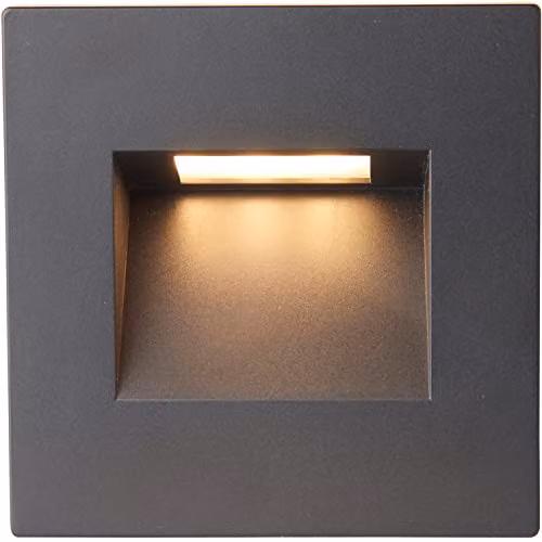 Loops Square Outdoor Pathway Guide Light, 1.5W Indirect CCT LED, Black Polycarbonate, IP65 Rated, Wall Mounted Downlight