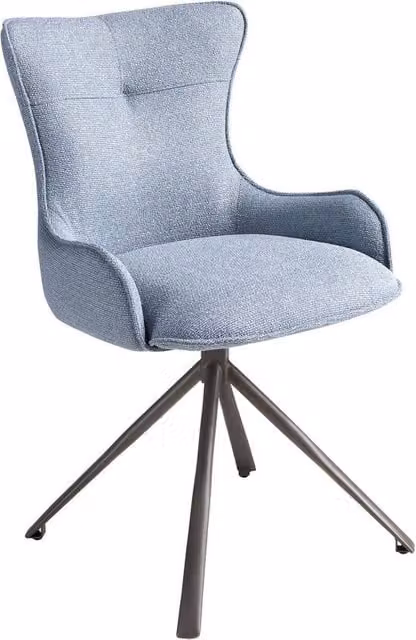Angel Cerda Modern Blue and Grey Fabric Swivel Chair with Armrests