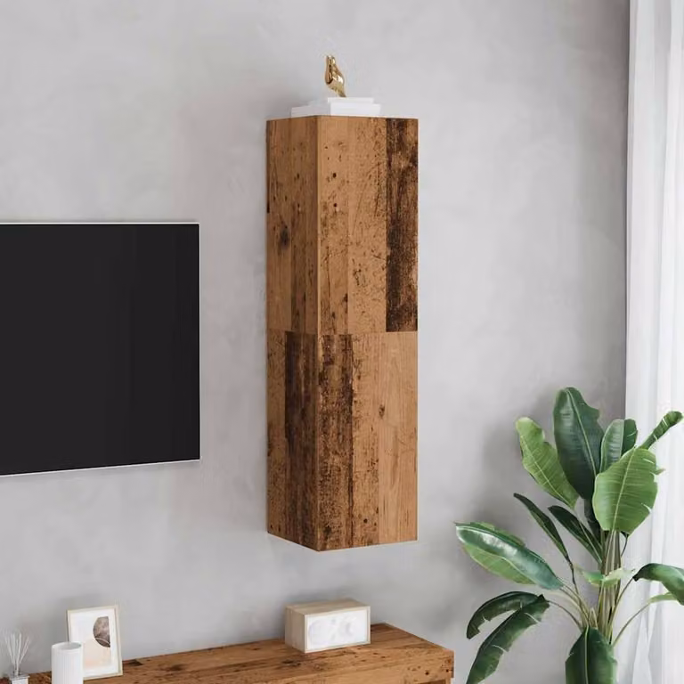 Berkfield Home Modern Wall Mounted TV Cabinet in Brown Old Wood, W/D/H: 110 x 30 x 30.5 cm
