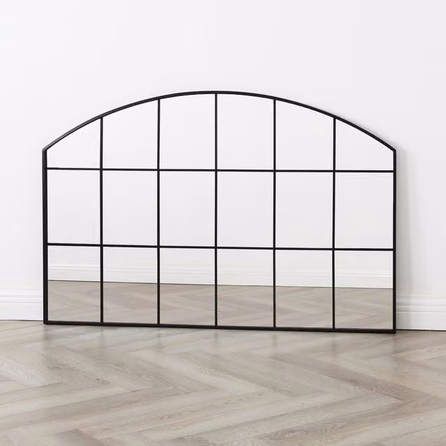 Home Garden Direct Aion Industrial Arch Wall Mirror in Black, W: 120 cm, H: 80 cm
