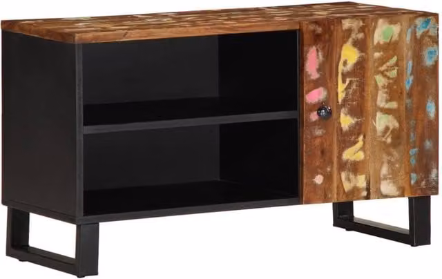 Berkfield Home Industrial TV Cabinet in Brown, Made from Reclaimed and Engineered Wood, W/D/H: 80 x 33 x 46 cm – 1