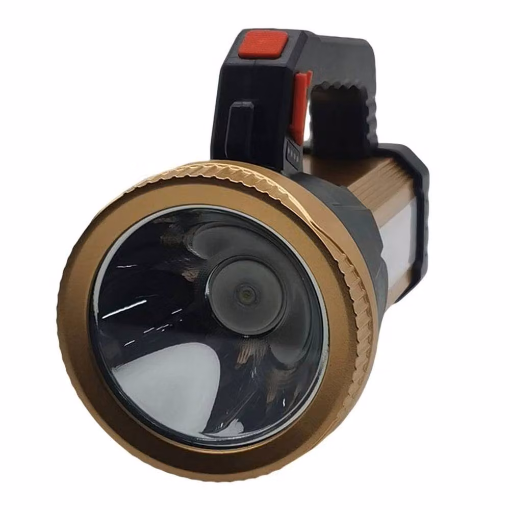 VOGREX Rechargeable LED Work Searchlight in Gold/Brass – 6