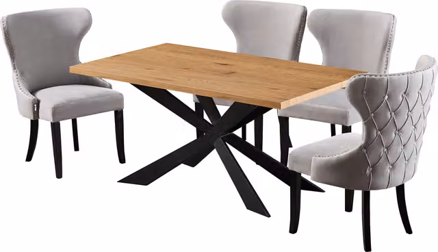 Mayfair Duke LUX Modern Rectangular Dining Set with Table and 4 Chairs in Grey