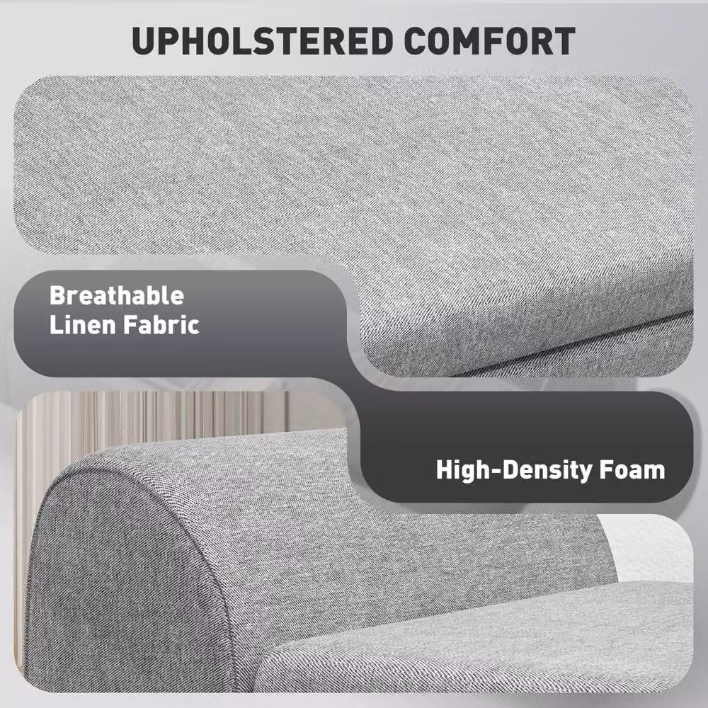 Wyld Haus Nesama Grey Linen Look Upholstered Storage Bench with Armrests – 7