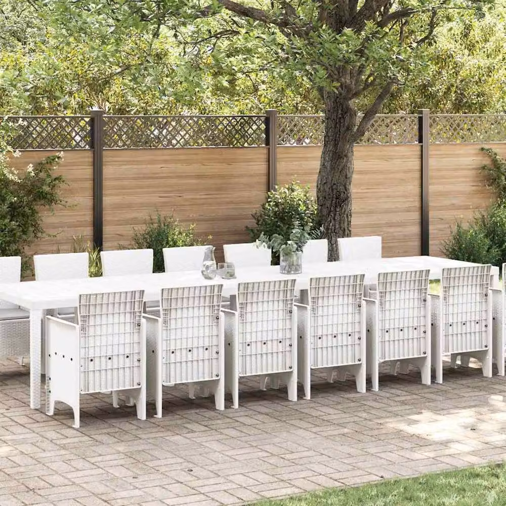 Berkfield Home 15 Piece White Poly Rattan Garden Dining Set with Cushions – 2