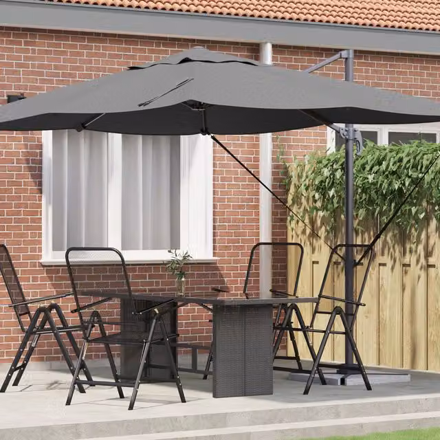 Berkfield Home Large Cantilever Umbrella in Anthracite with Polyester Canopy and Powder-Coated Steel Frame