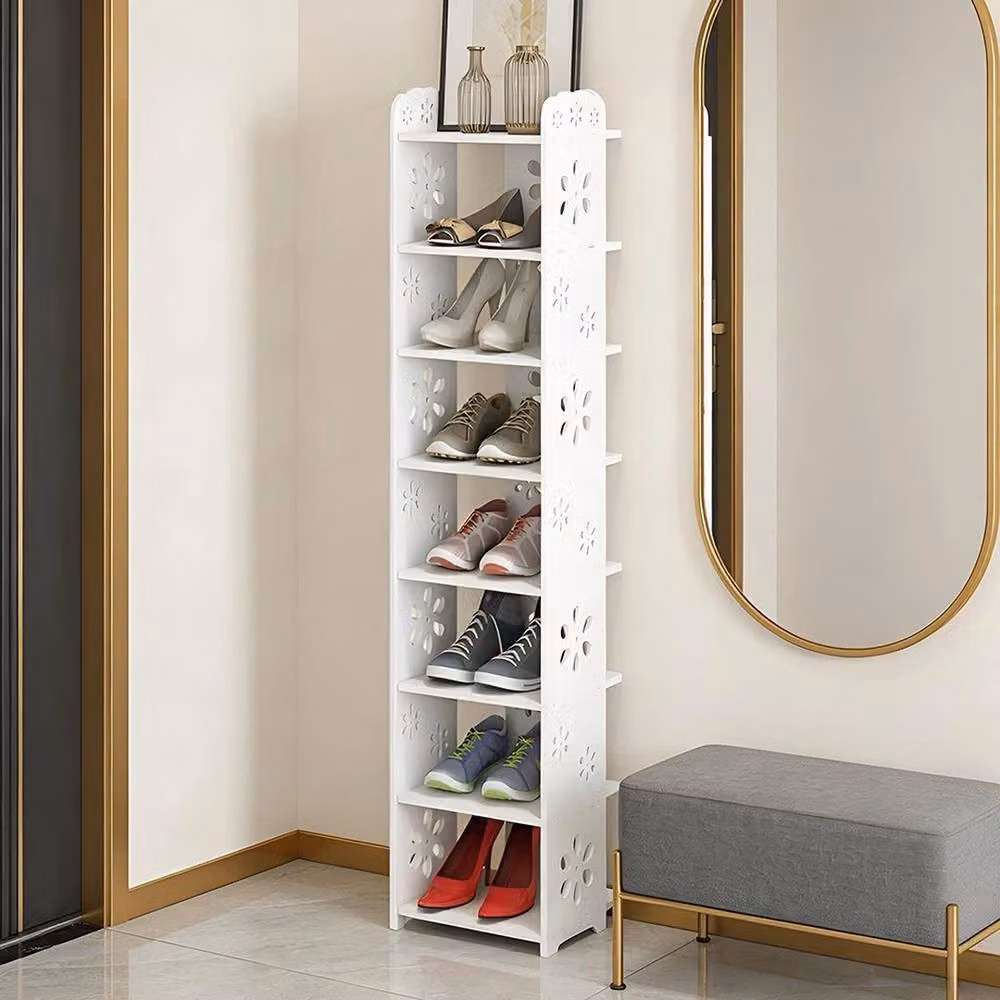 KORVIXA 8-Tier Wooden Open Shoe Rack in White, W: 80 cm, H: 111 cm – 2