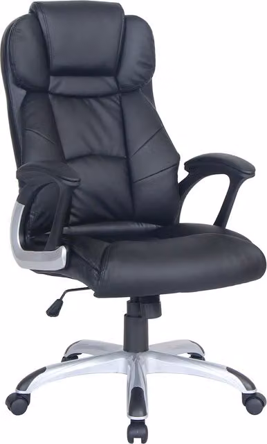 Brompton Modern Black Synthetic Leather Task Chair with Headrest and 360 Degree Swivel